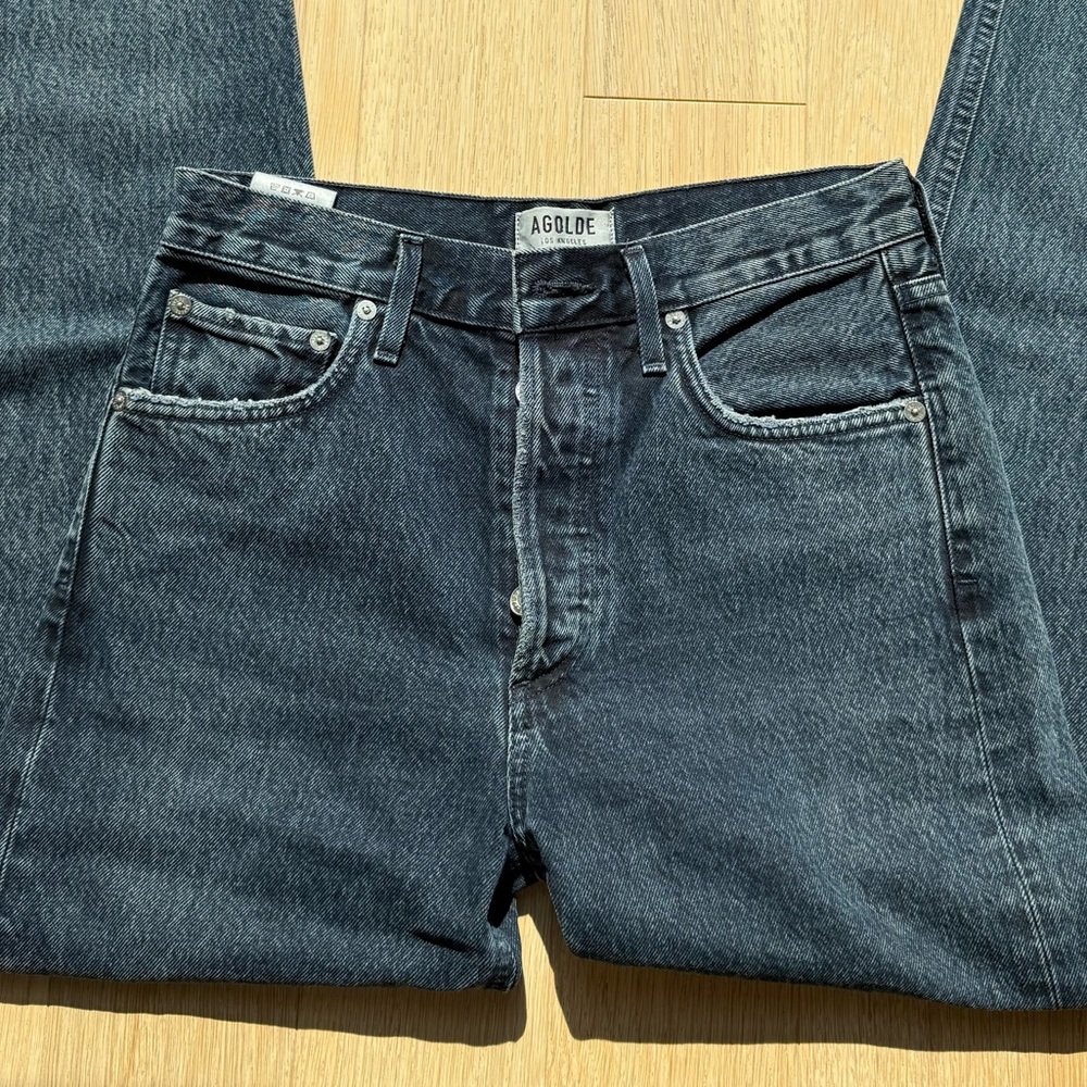 Agolde Women’s Washed Blue/Grey Straight Jeans